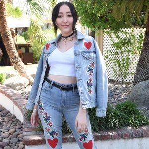 Lucky Brand Embroidered Denim Jean Jacket Size S